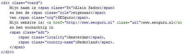 Voorbeeld microformats