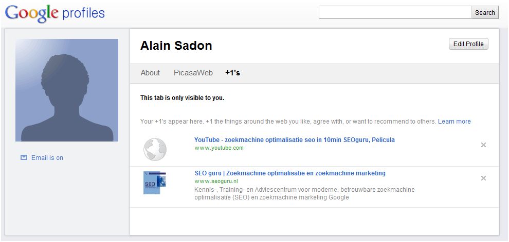 Google plus one profile alain sadon