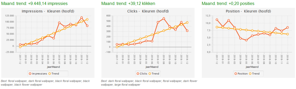 Voorbeeld SEO-prestatiegrafieken via maandelijkse email-notificaties 3